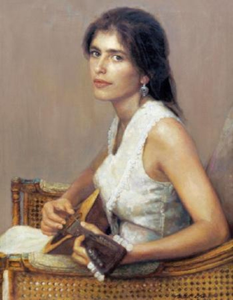 Guitar girl by Chen Yifei