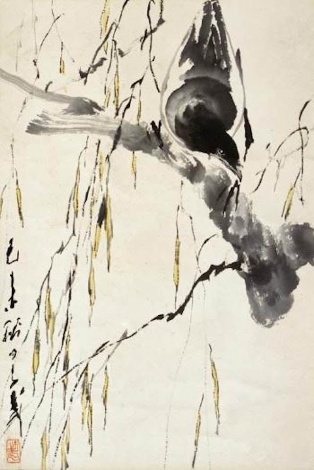 Willow and crane by Wang Ziwu