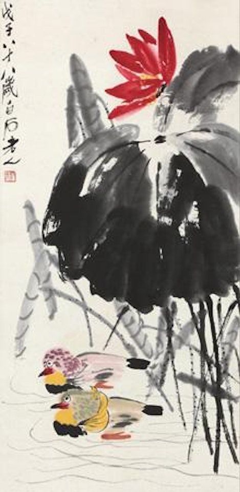 Lotus and Mandarin Ducks by Qi Baishi