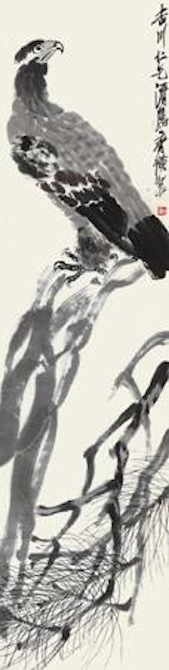 Eagle Standing on Pine Tree by Qi Baishi