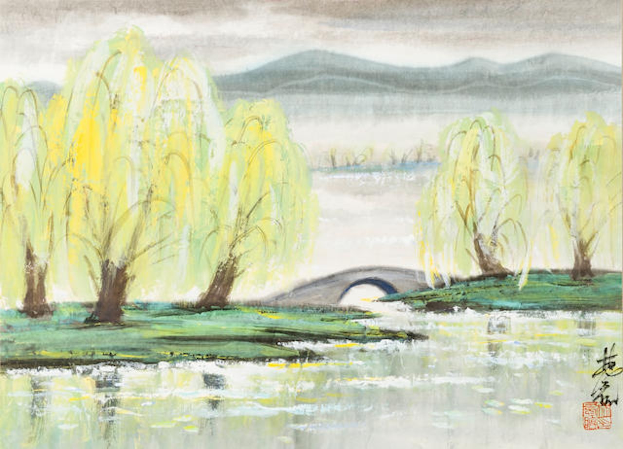 Willows by a Bridge by Lin Fengmian