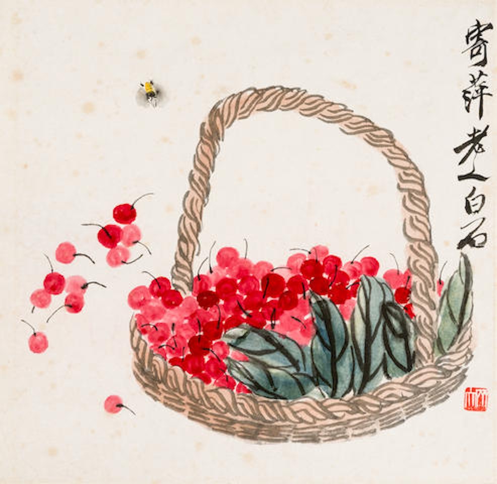 Cherries and Bee by Qi Baishi