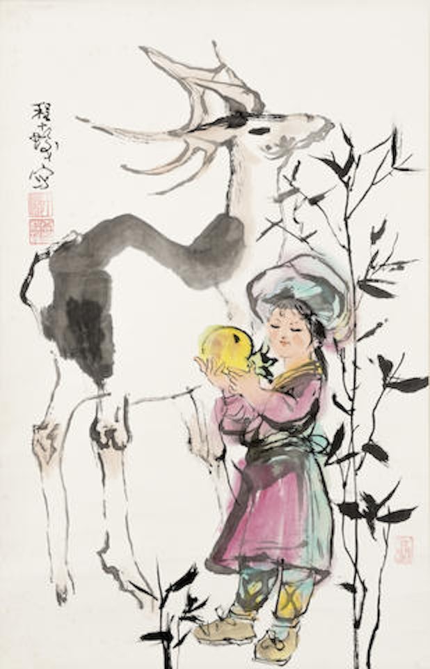 Girl and Deer by Cheng Shifa