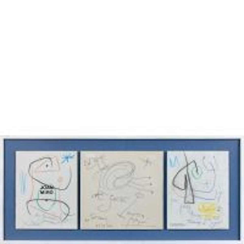 For Gaëtan and Geneviève Picon, set of three drawings under one frame by Joan Miró
