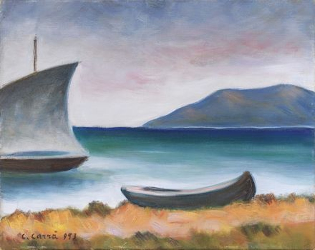 Marina con vela by Carlo Carra