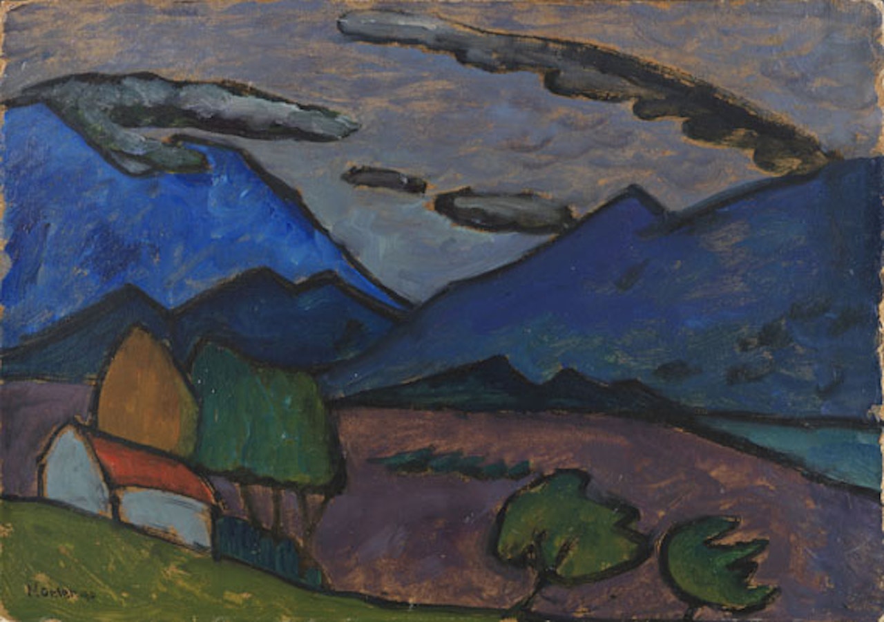 Berglandschaft mit Haus by Gabriele Münter