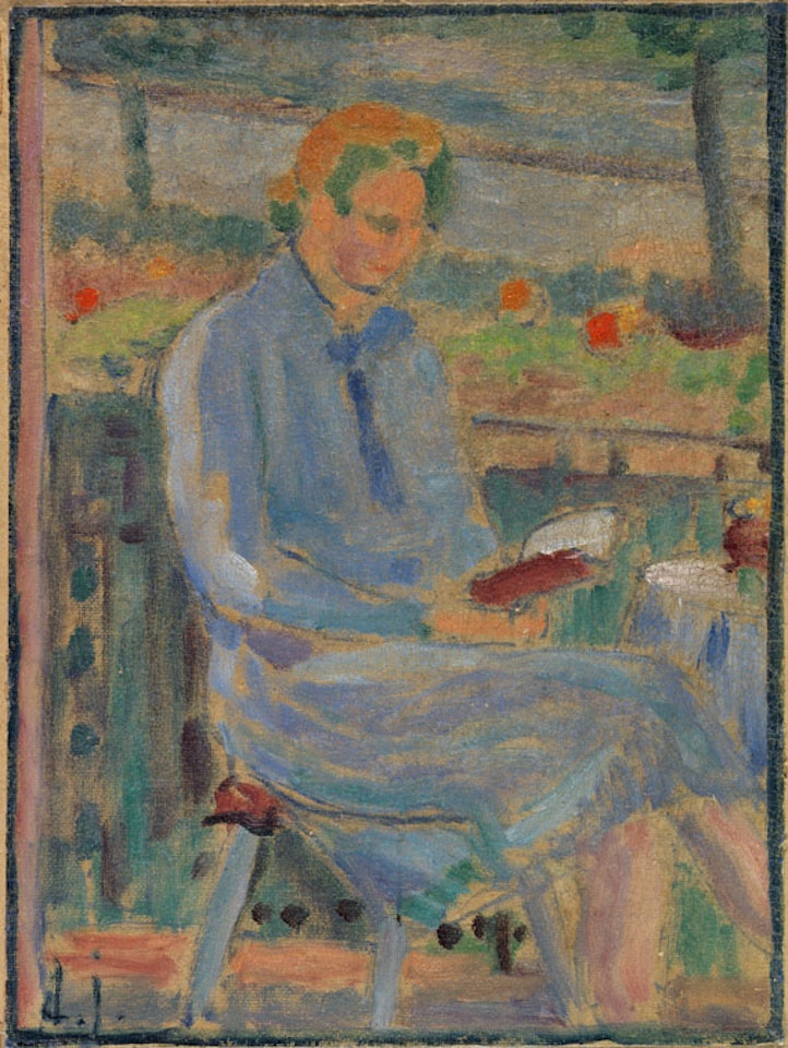 Lesende Frau (Bildnis Frau Toni Kirchhoff sitzend auf dem Balkon) by Alexej von Jawlensky