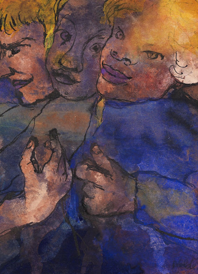 Drei Halbfiguren mit gelbem Haar und blauer Kleidung by Emil Nolde