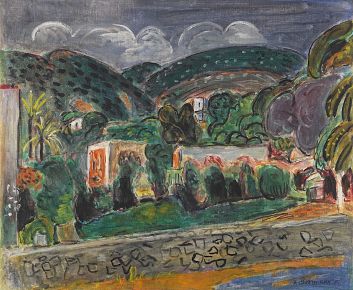 Hügellandschaft auf Ischia by Hans Purrmann