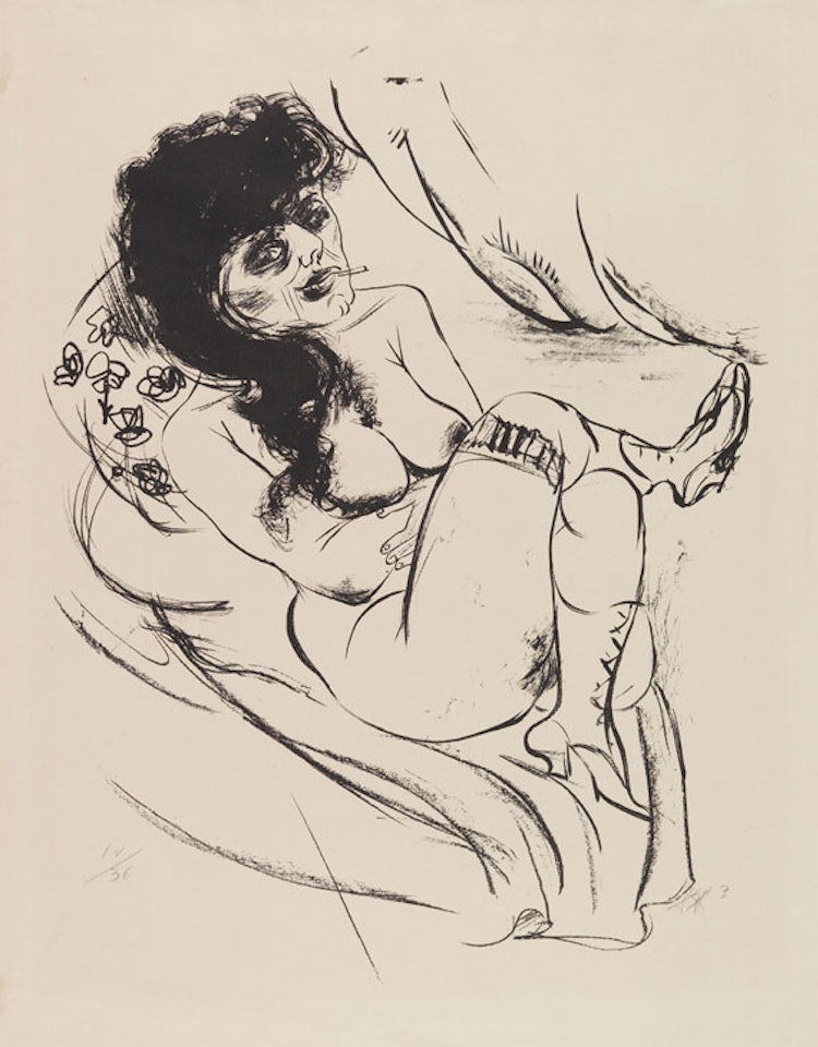 Liegender Akt (Sitzende mit Zigarette) by Otto Dix