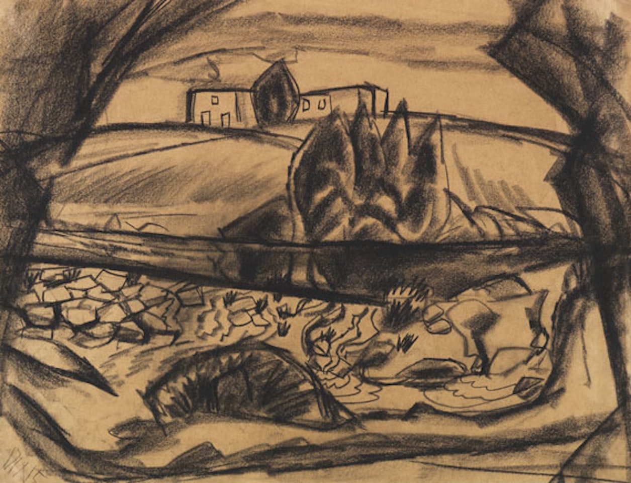 Gehöft am Fluss II by Otto Dix