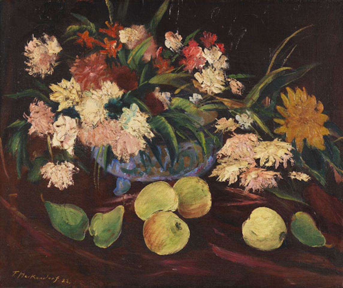 Stillleben mit Blumen und Früchten by Franz Heckendorf