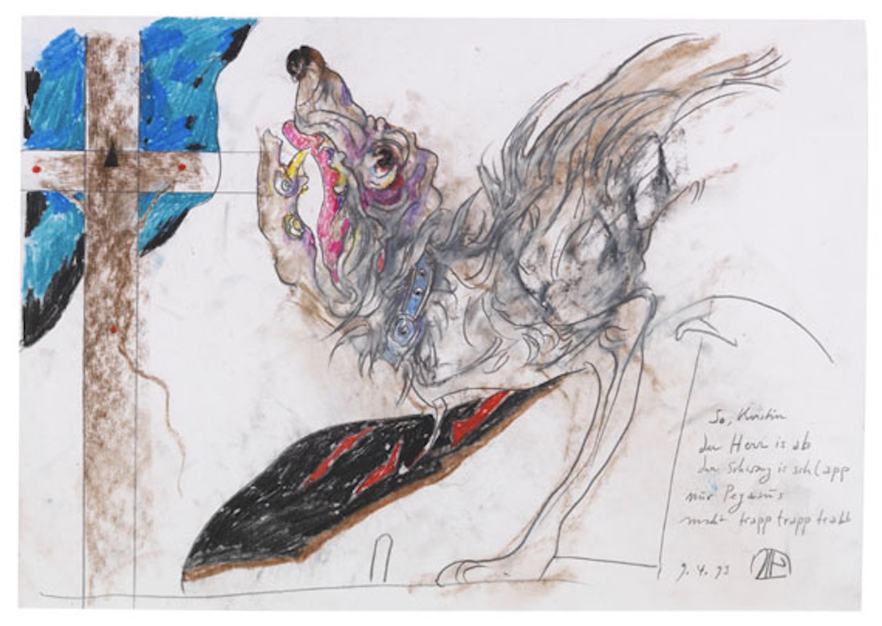 So, Kerstin der Herr is ab, der Schwanz is schlapp nur Pegasus macht trapp trapp trabb by Horst Janssen