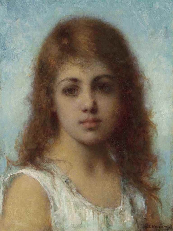 Head of a young girl by Alexei Harlamoff