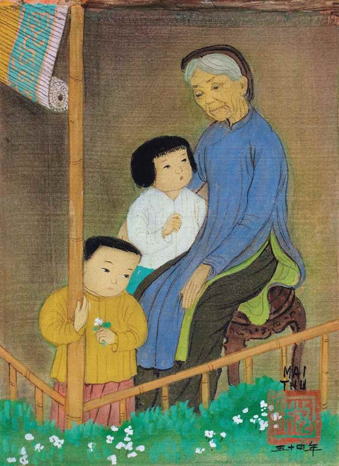 GRAND-MÈRE ET PETITS ENFANTS by Mai Trung Thu