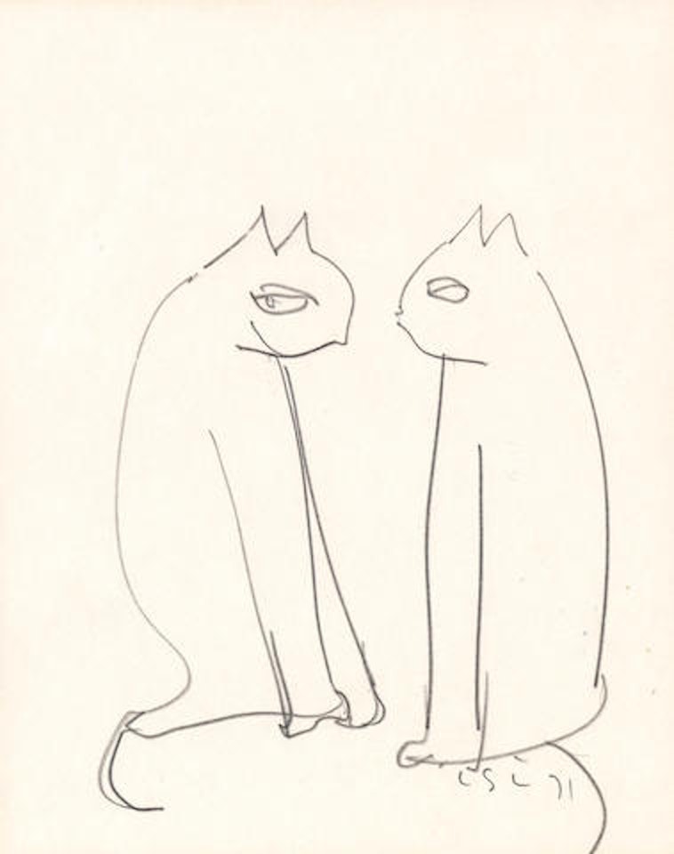 Two cats by Laurence Stephen Lowry