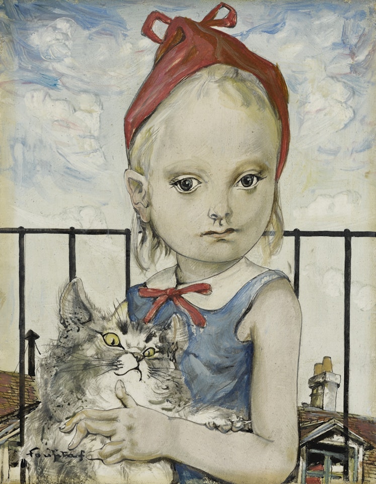 FILLETTE AU CHAT by Leonard Tsuguharu Foujita