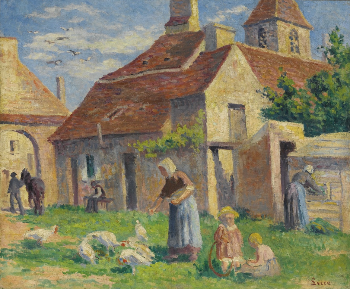 BESSY-SUR-CURE, LA PROVENDE DES POULES by Maximilien Luce