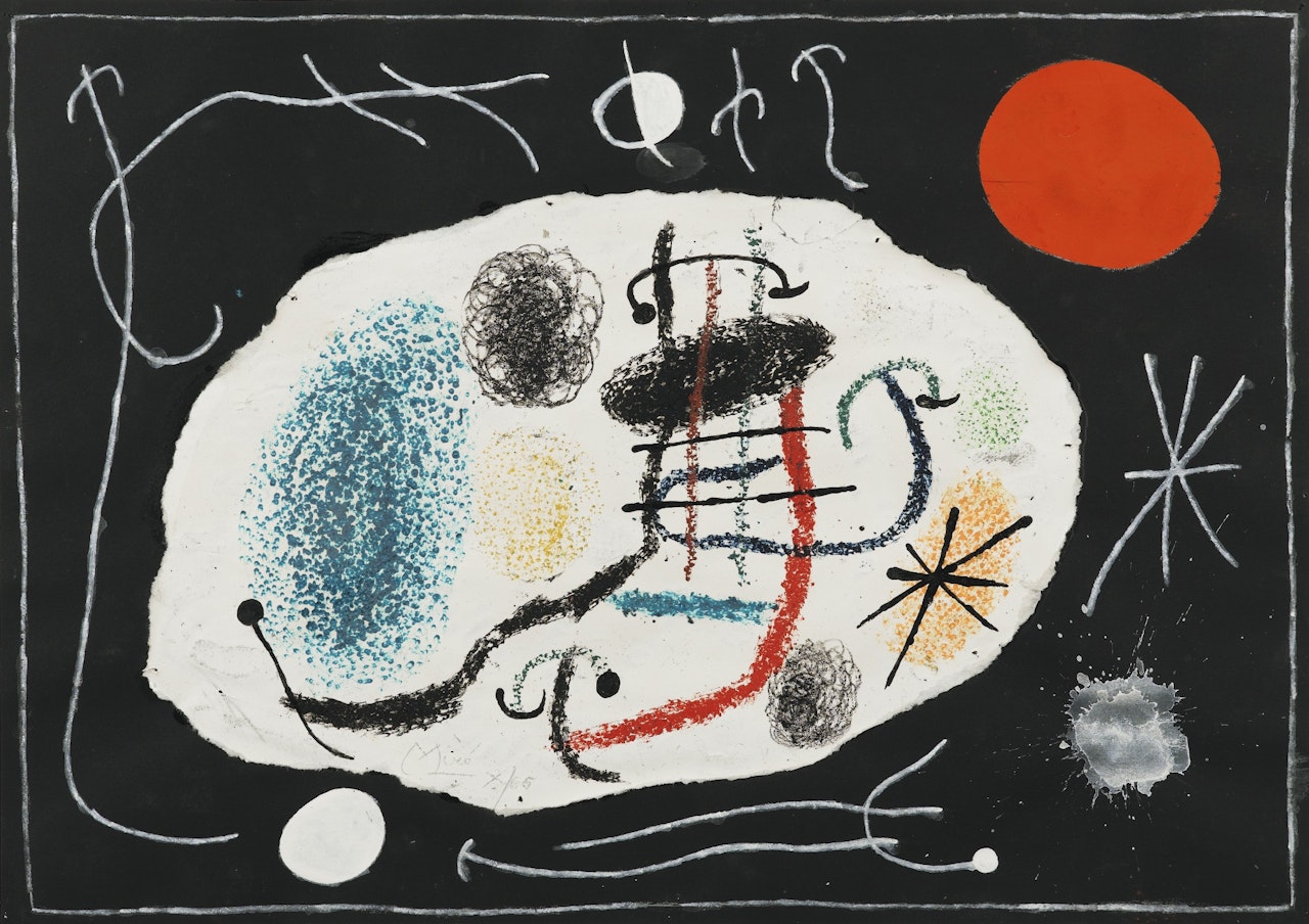 LE LÉZARD AUX PLUMES D'OR (PROJECT FOR PLATE 6) by Joan Miró