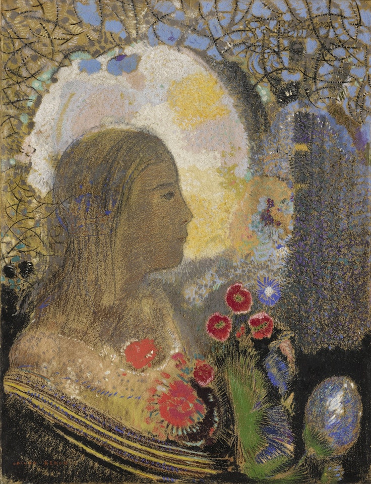 FECONDITÉ: FEMME DANS LES FLEURS by Odilon Redon