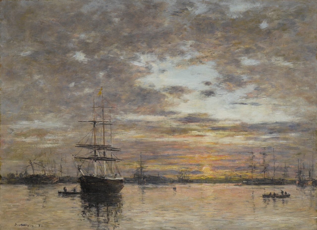LE PORT DU HAVRE AU COUCHER DU SOLEIL by Eugène Boudin