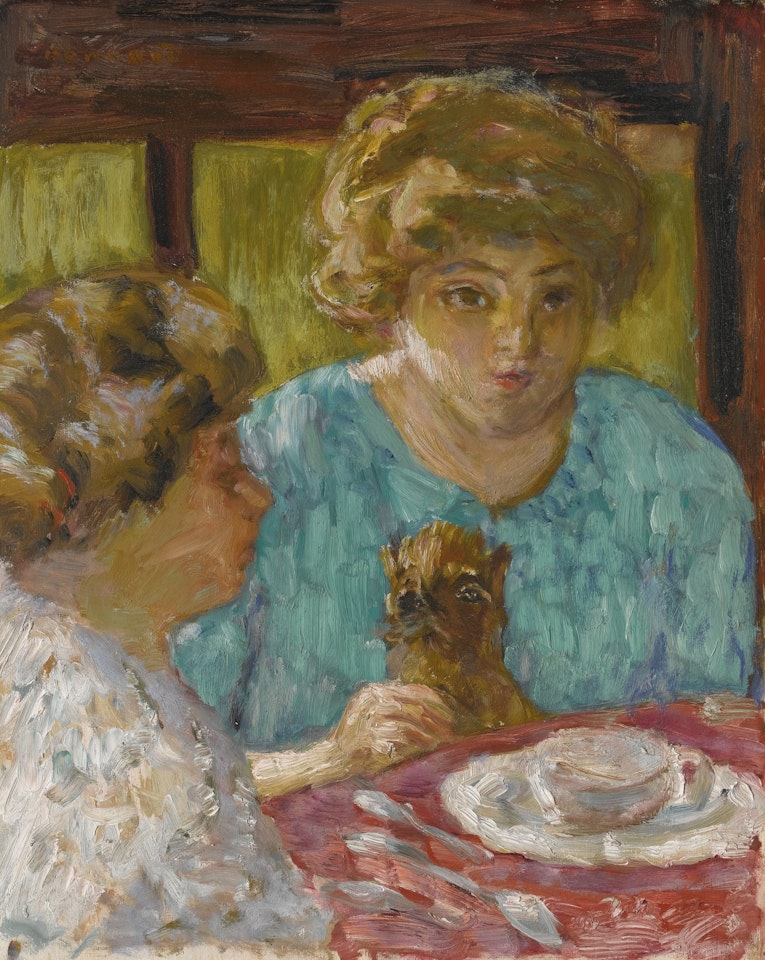 DEUX DAMES AVEC CHAT À TABLE (LES DEUX SOEURS) by Pierre Bonnard