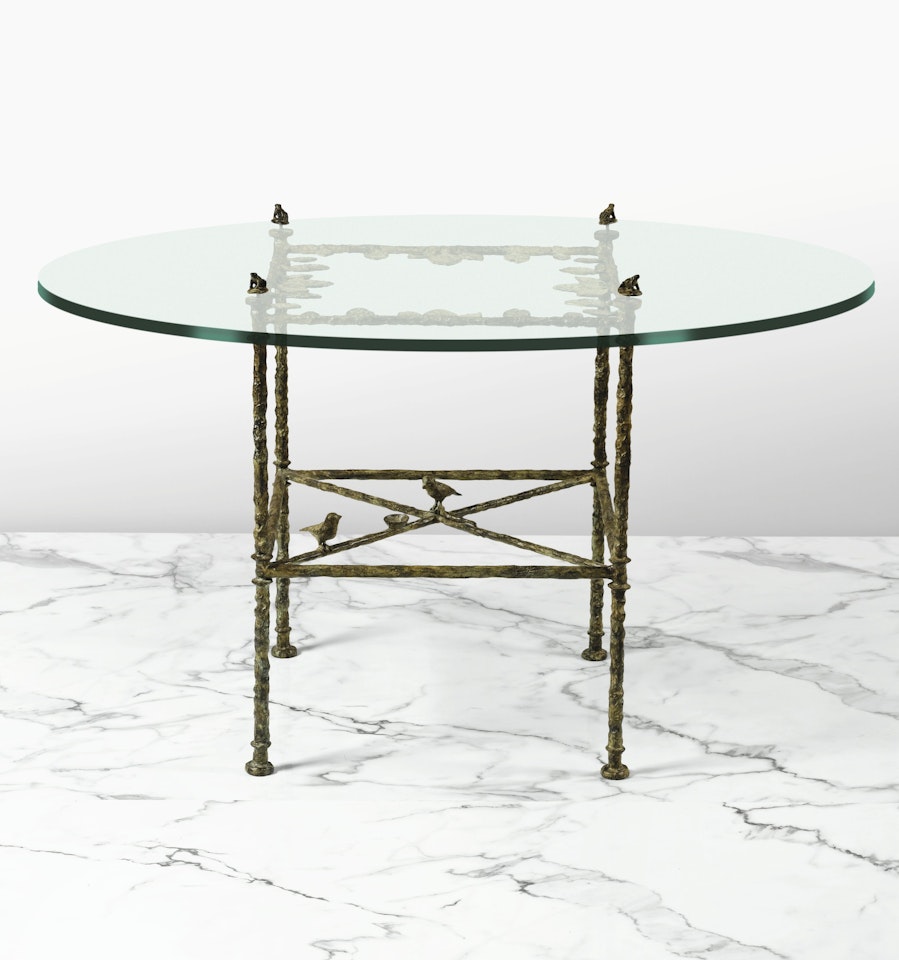 TABLE FEUILLES AUX OISEAUX ETﾠAUX GRENOUILLES by Diego Giacometti