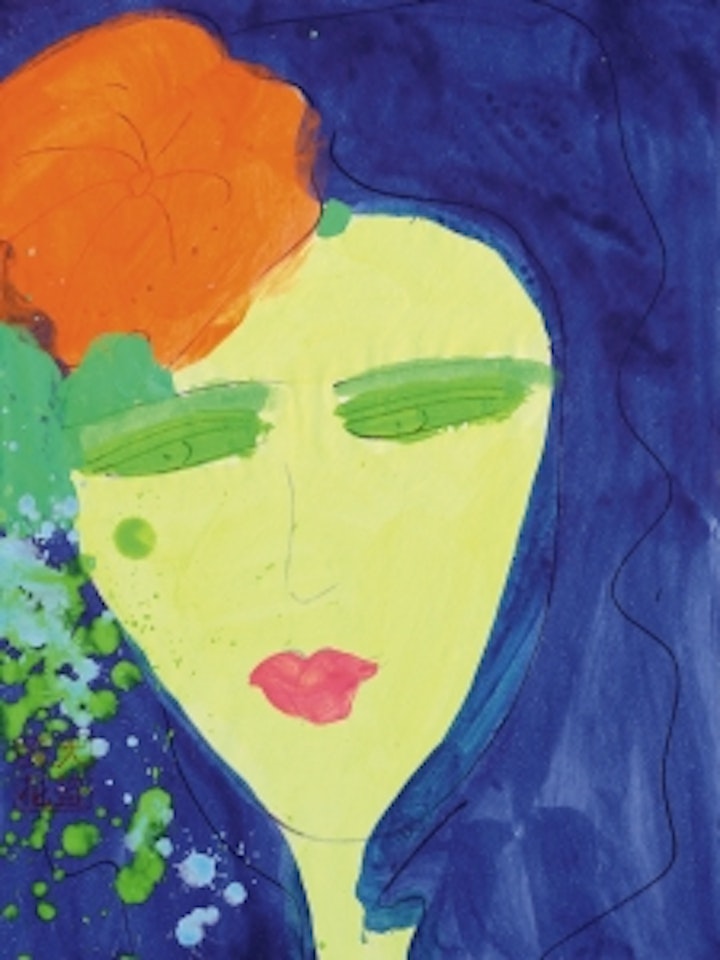GIRL WITH BLUE HAIR by Walasse Ting