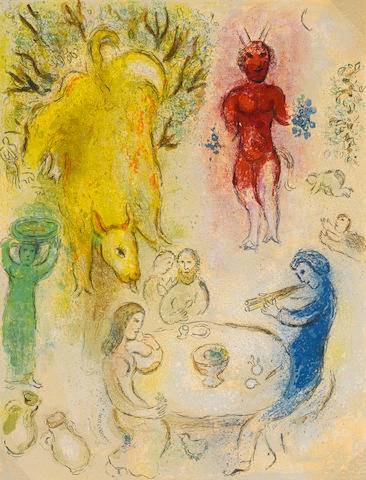 Banquet de Pan, pl. 23, from Daphnis et Chloé by Marc Chagall