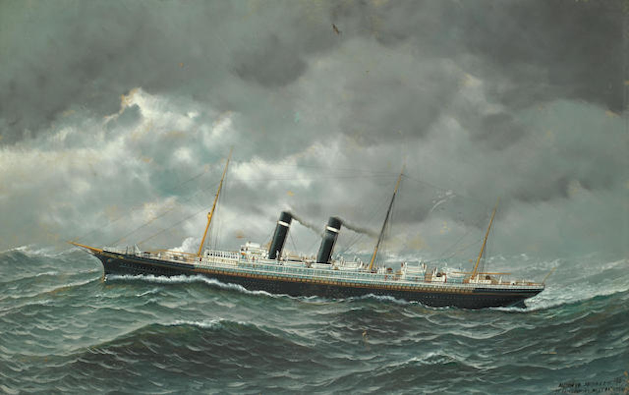 The S.S. Philadelphia at sea by Antonio Jacobsen