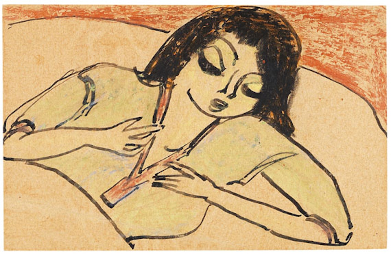 Liegende Frau im Bett by Erich Heckel