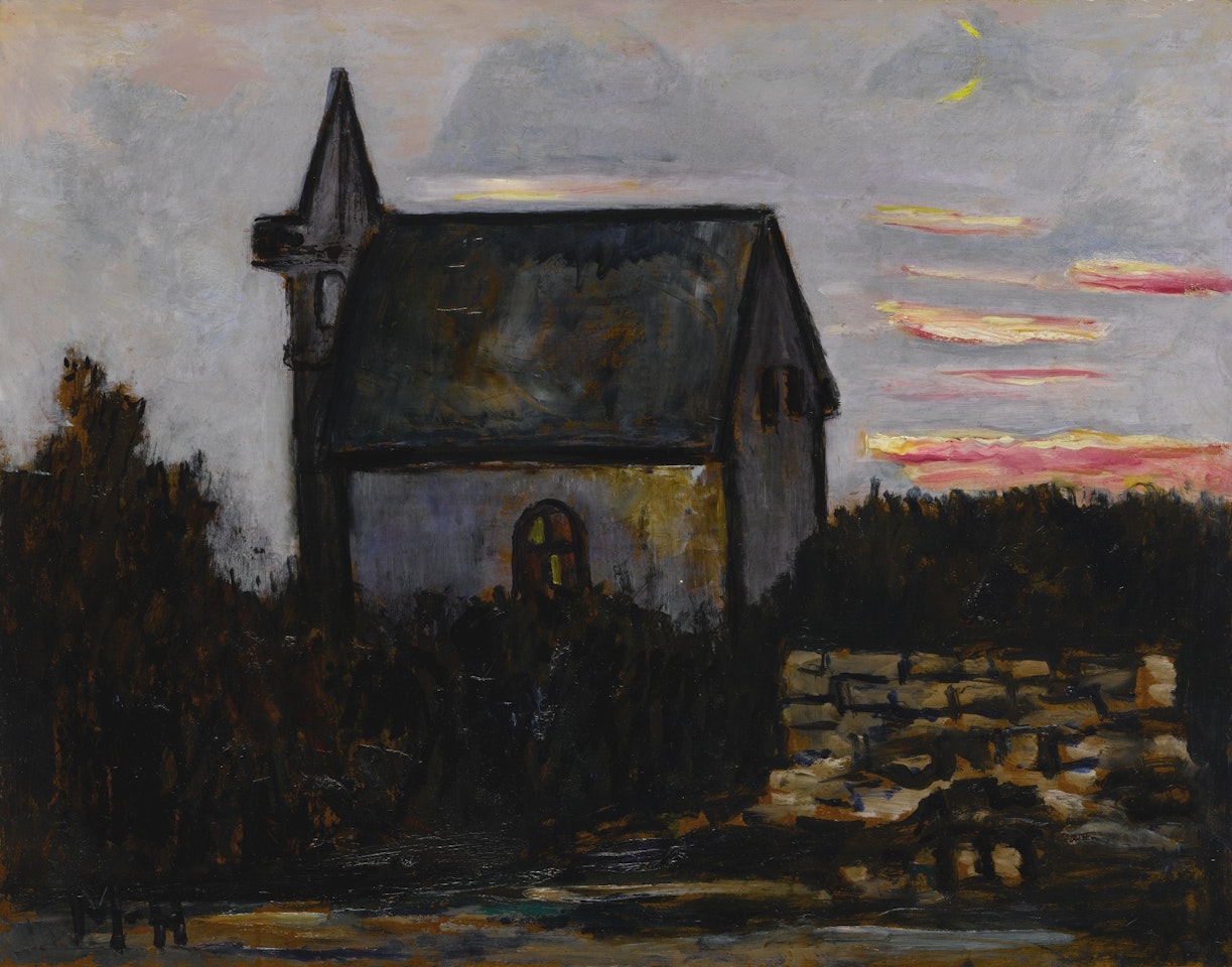 CHURCH BY THE BARRENS, INDIAN HARBOR, MAINE by Marsden Hartley