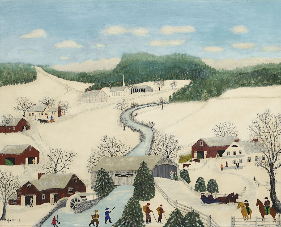 OVER THE RIVER TO GRANDMA'S by Grandma Moses