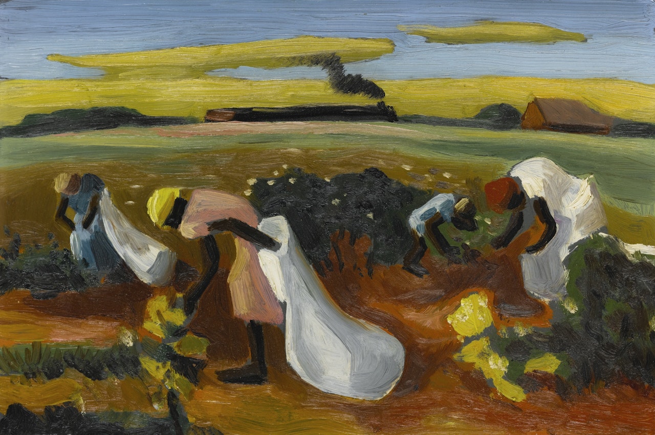 SKETCH OF GEORGIA COTTON PICKERS by Thomas Hart Benton