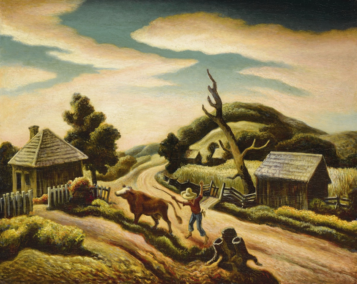 ACROSS THE CURVE OF THE ROAD by Thomas Hart Benton