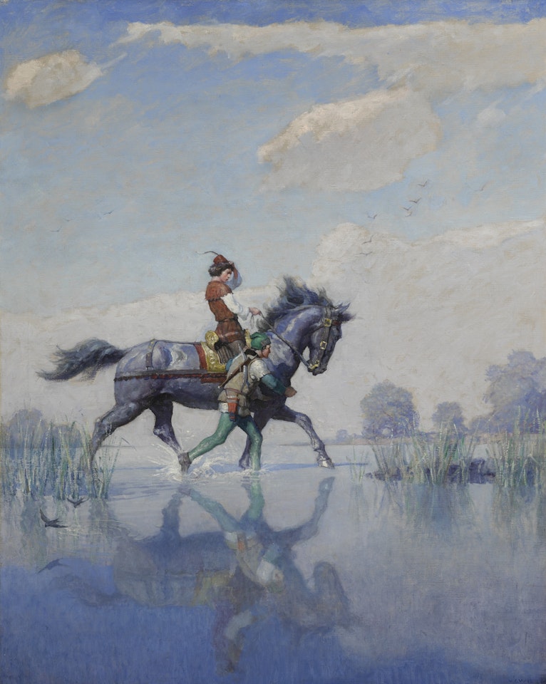 SO THE CHANGE WAS MADE, AND THEY WENT FORWARD AS BRISKLY AS THEY DURST ON THE UNEVEN CAUSEWAY (CROSSING THE FENS) by Newell Convers Wyeth