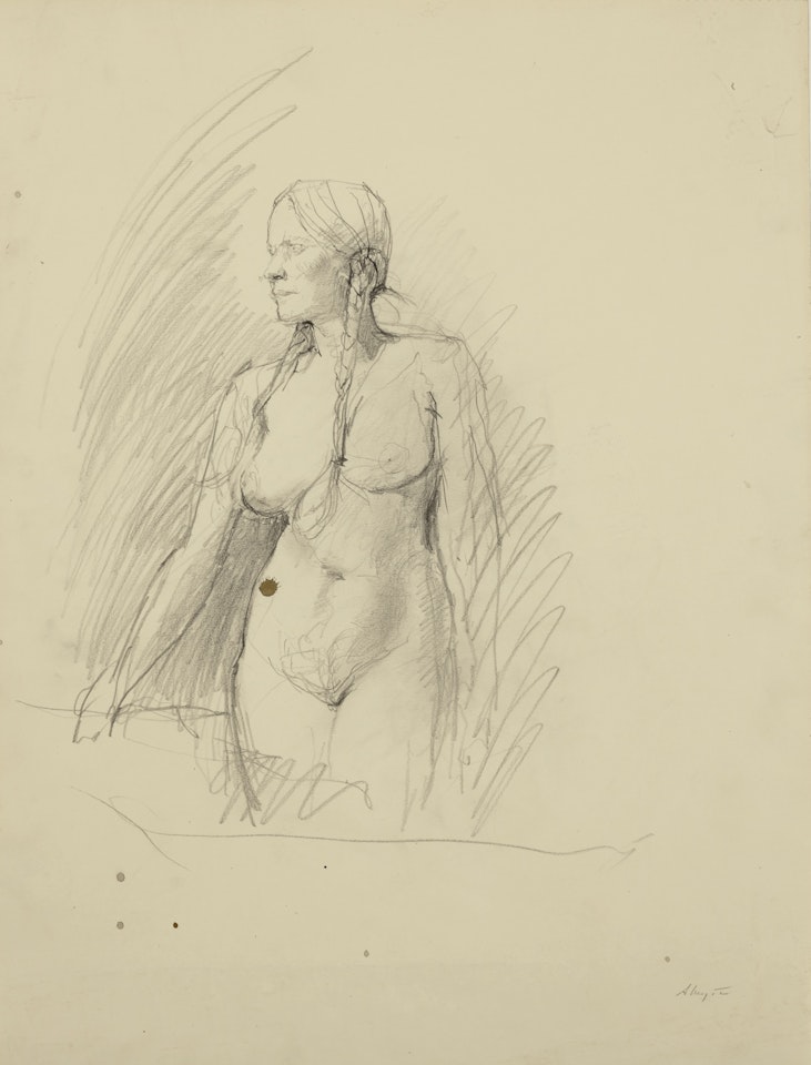 STUDY FOR ON HER KNEES by Andrew Wyeth