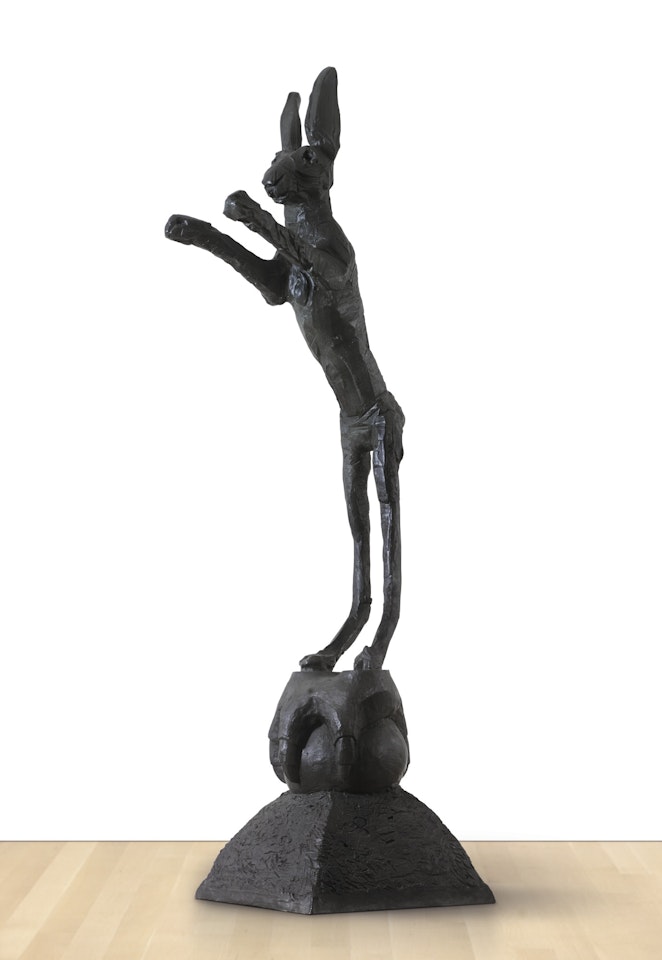 HARE ON BALL AND CLAW by Barry Flanagan