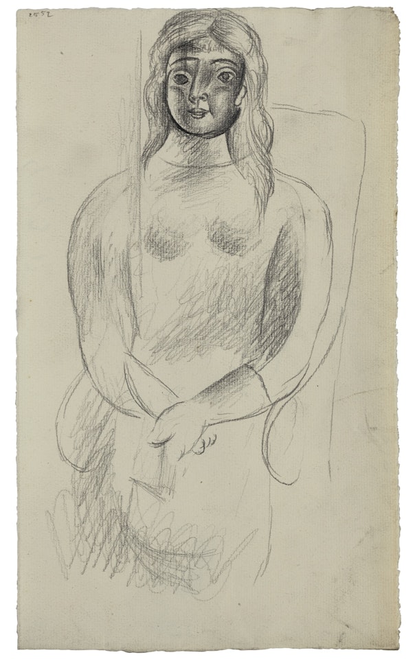 JEUNE FILLE ASSISE AVEC UN LIVRE ( RECTO ) & ÉTUDE D'UN NU DEBOUT ((VERSO): A DOUBLE-SIDED WORK by Pablo Picasso