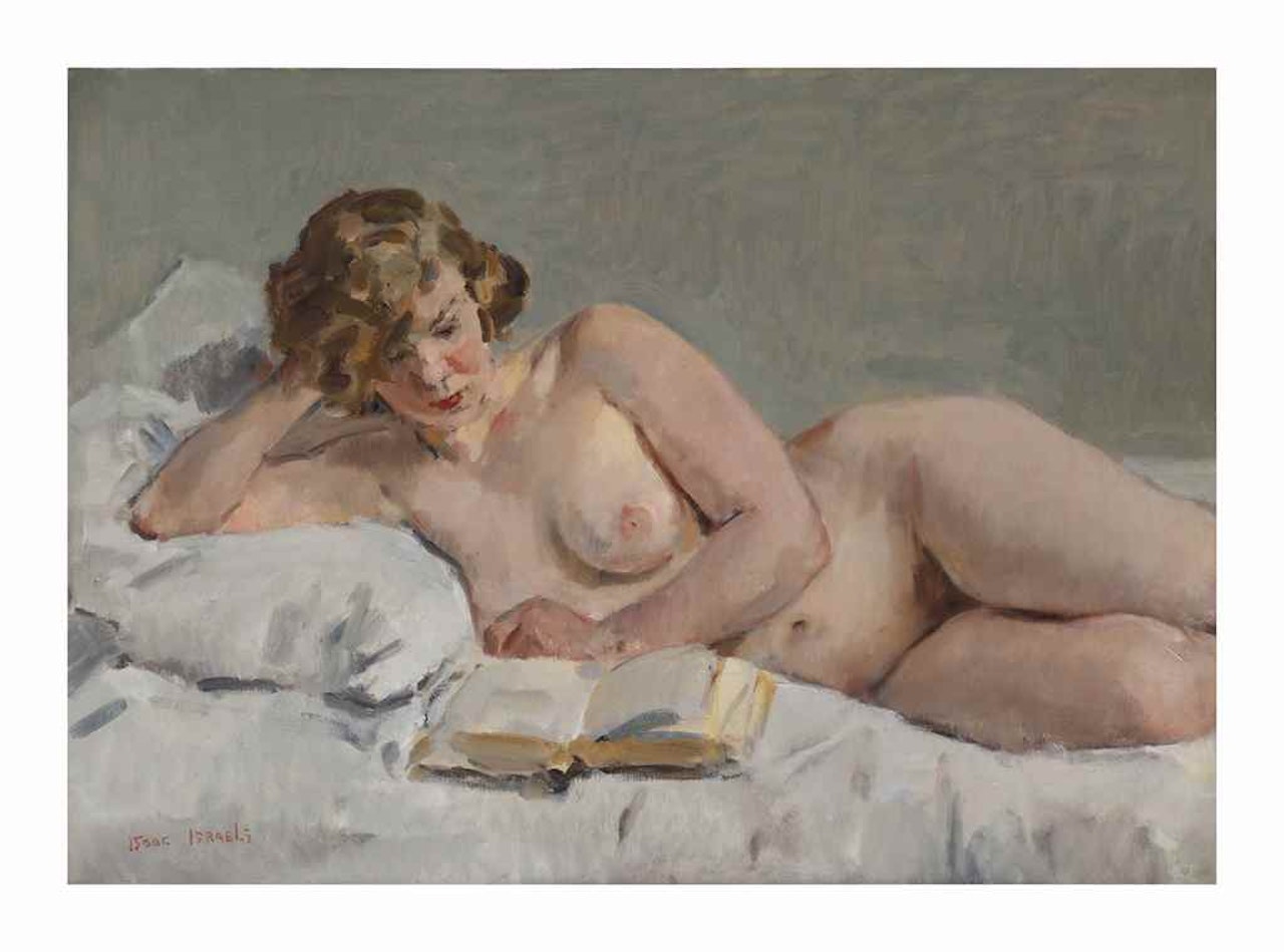 Sjaantje van Ingen reading by Isaac Israels