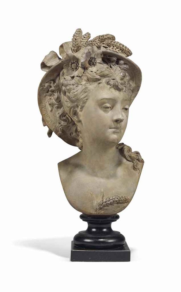 Buste de jeune femme au chapeau (Bust of a young woman with a hat) by Albert-Ernest Carrier-Belleuse
