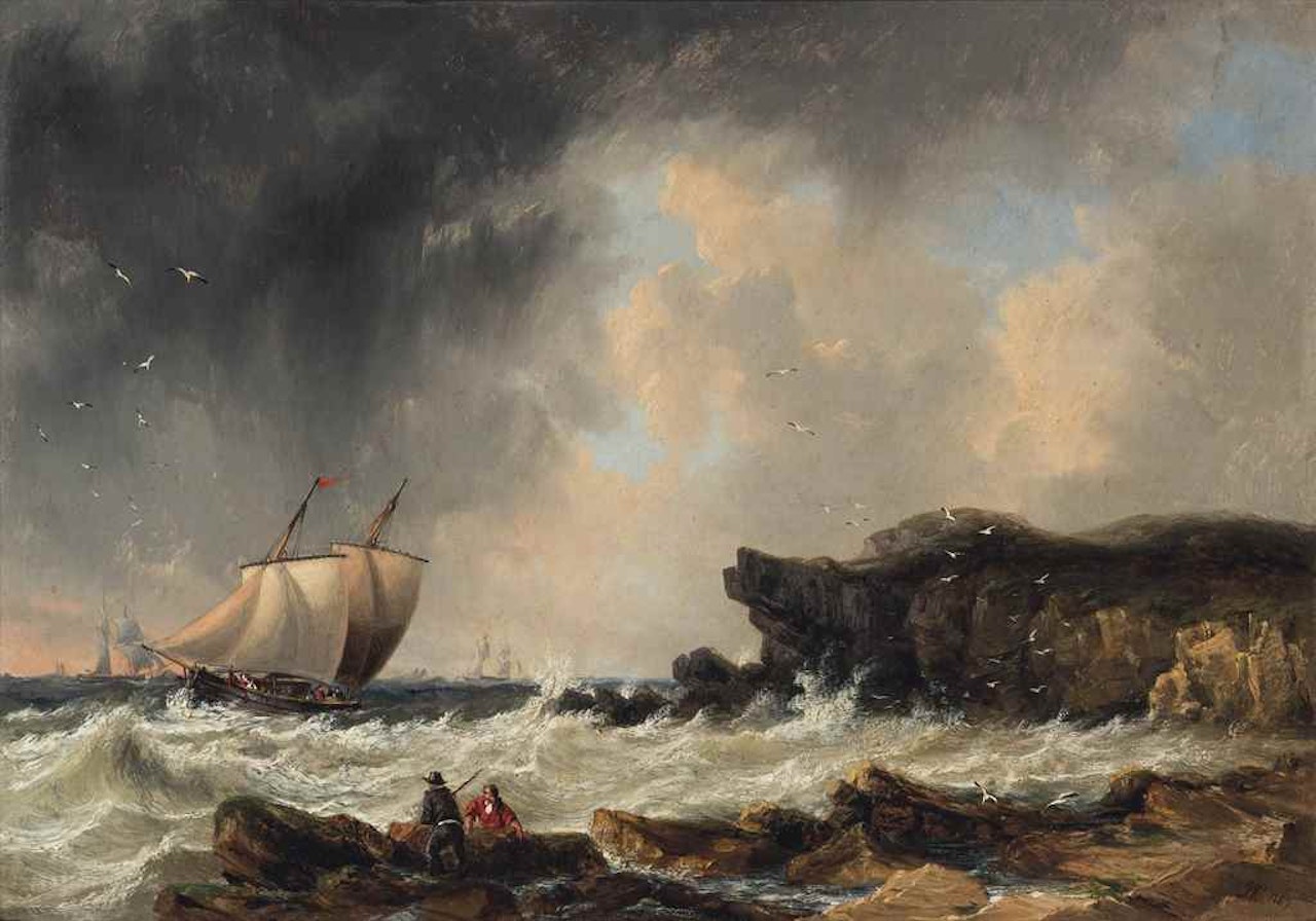 A squall off a rocky headland by John Wilson Carmichael