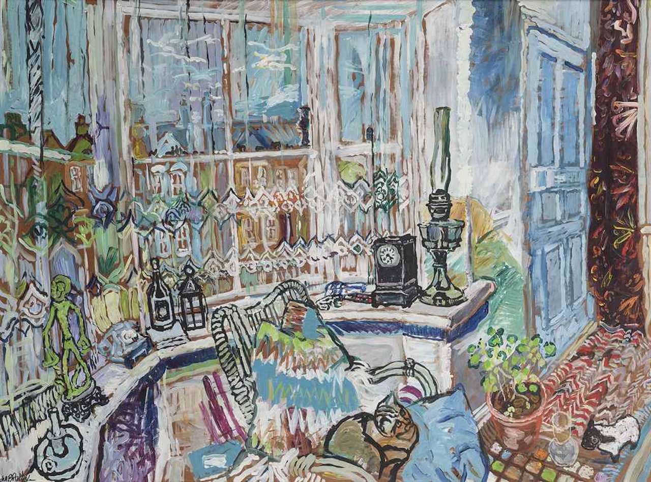 Large room in small house by railway line, Kings Langley by John Bratby