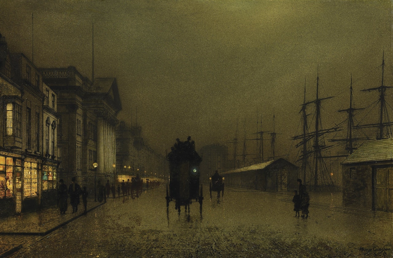 THE DOCKS AT LIVERPOOL by John Atkinson Grimshaw