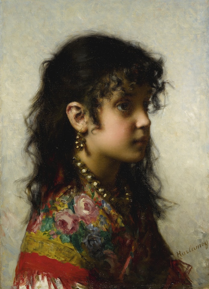 GIRL WITH BRASS NECKLACE by Alexei Harlamoff