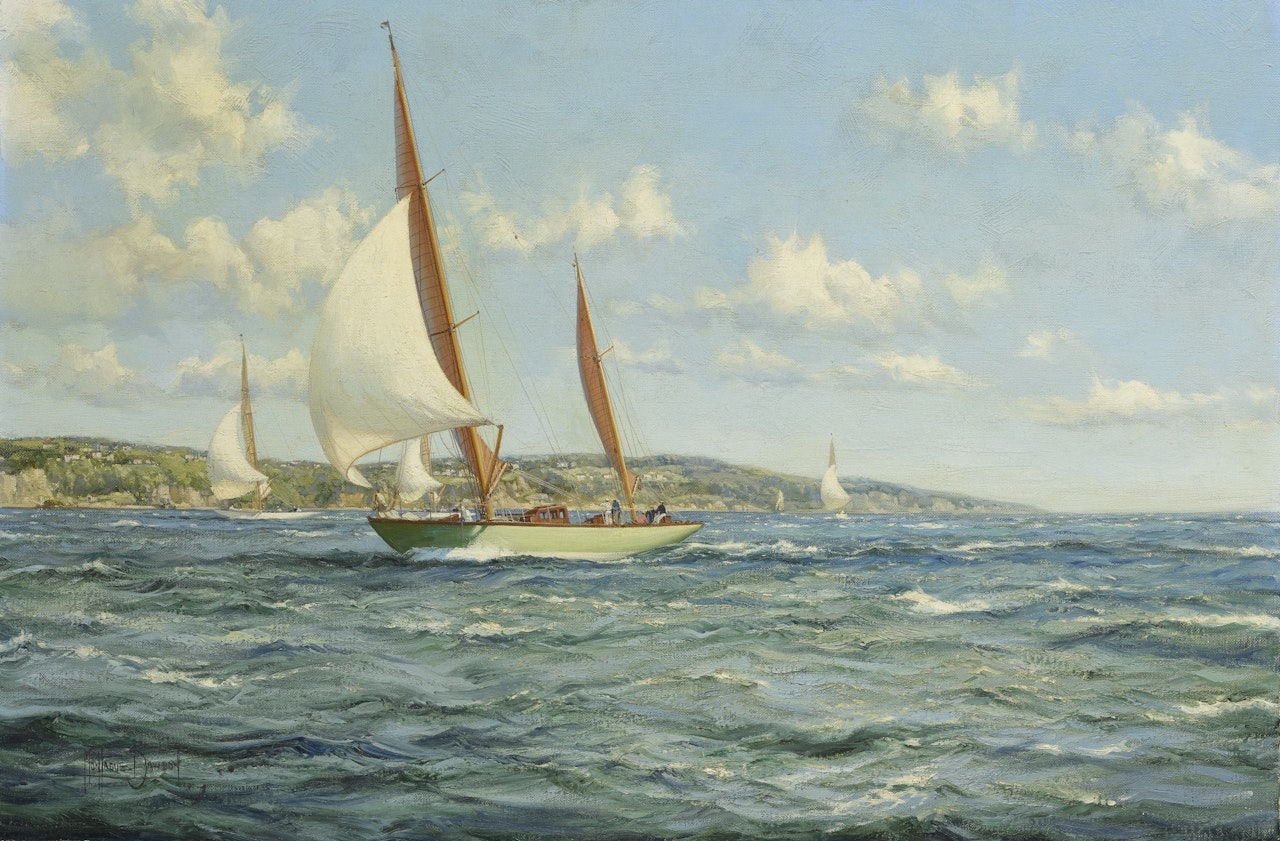BOWLING ALONG by Montague Dawson