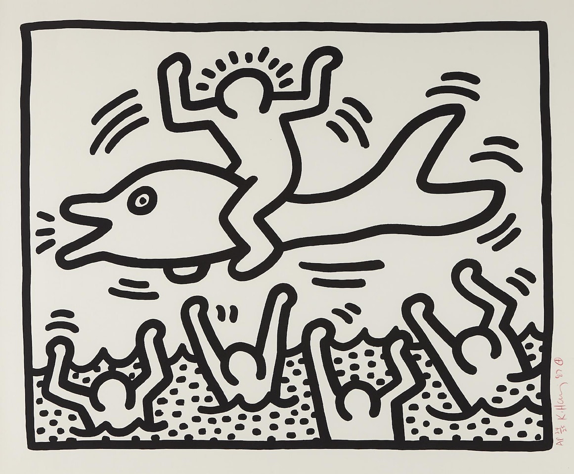 Untitled (Man on Dolphin) by Keith Haring