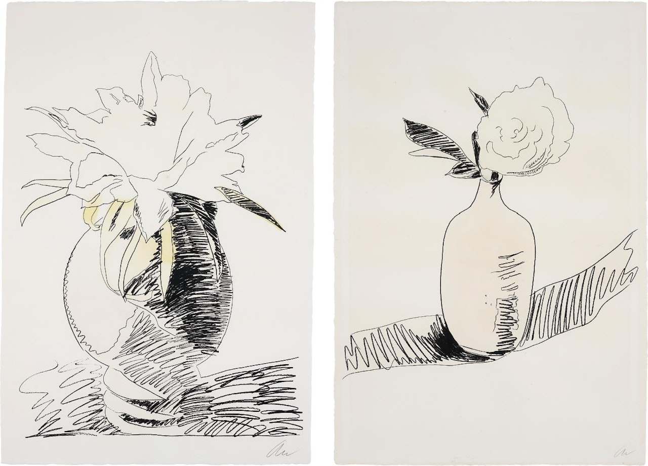 Flowers (Hand-Coloured): two plates by Andy Warhol