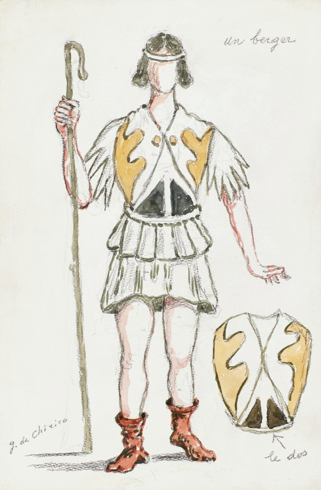 BOZZETTO PER L'OPERA 'ORFEO' DI GLUCK (COSTUME PER UN PASTORE) (SKETCH FOR THE OPERA 'ORFEO' BY GLUCK (COSTUME OF A SHEPHERD)) by Giorgio de Chirico