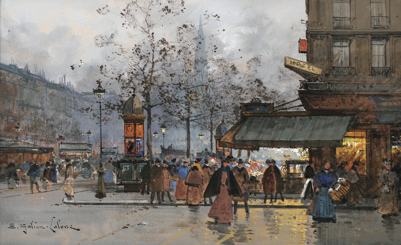 BOULEVARD ANIMÉ À PARIS by Eugene Galien-Laloue